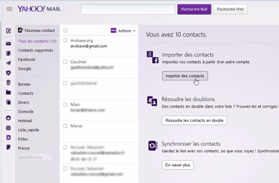 Importer des contacts