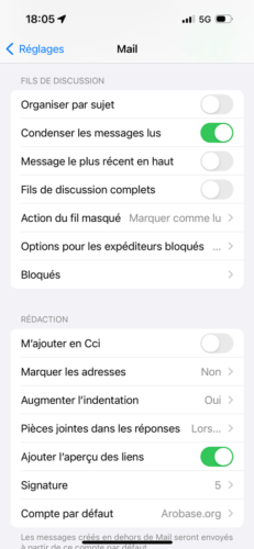 iOS - Personnalisation des fils de discussion