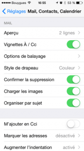 Paramètres d'affichage des messages