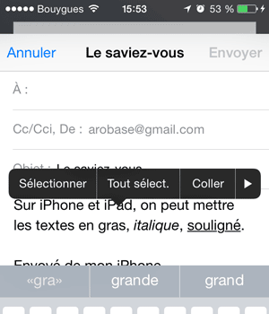 Sélectionner le texte