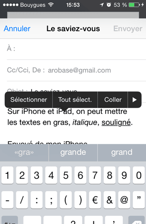 Sélectionner le texte