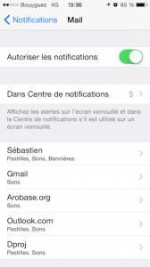 Réglages notifications
