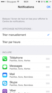 Ordre des notifications