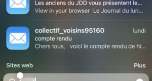iPhone résultats de la recherche Mail