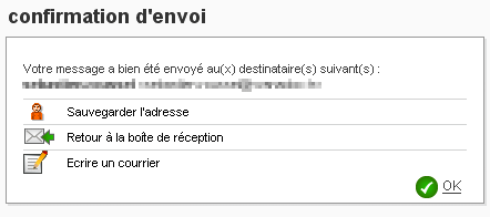 Confirmation d'envoi