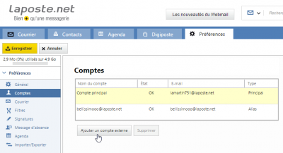 Ajouter un compte externe