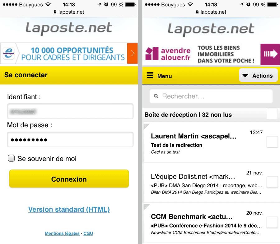 configuration mail laposte net iphone