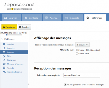 Redirection des messages