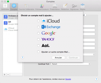 Ajouter un compte dans Mail Mac