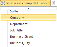 Insérer un champ de fusion