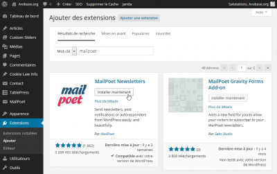 Ajouter l'extension MailPoet