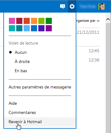 Revenir à Hotmail