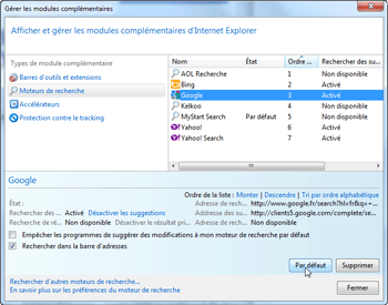 Modules complémentaires d'Internet Explorer