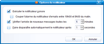 Options du notificateur