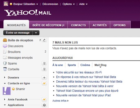 Nouveautés Yahoo! Mail