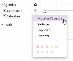 Paramètres de l'agenda