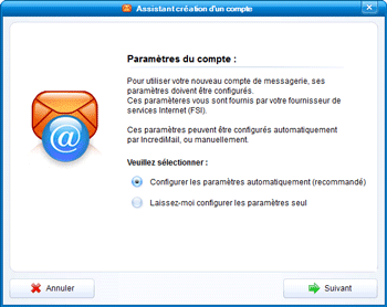Assistant de création d'un compte