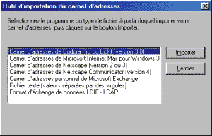 Imortation du carnet d'adresses