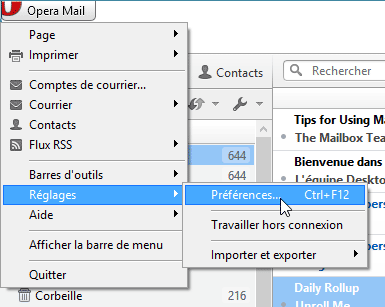 Préférences Opera Mail