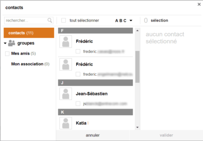 Rechercher un contact Orange