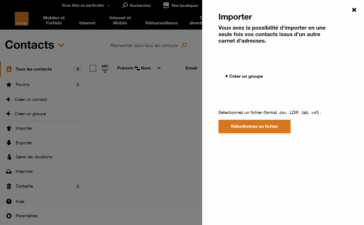 Importer contacts sur Orange