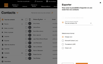 Exporter les contacts Orange
