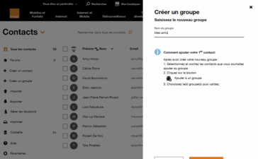 Créer un groupe de contacts Orange