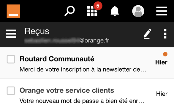 Orange mobile - boîte de réception