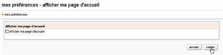 afficher la page d'accueil messagerie