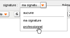 Choix de la signature lors de la rédaction d'un message