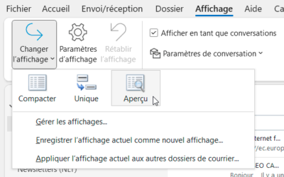 Changer l'affichage Outlook