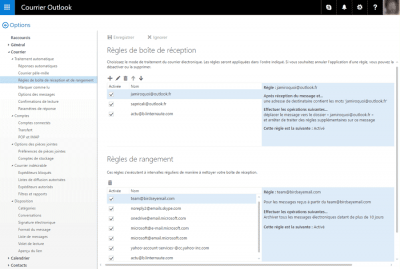 Règles de message Outlook.com