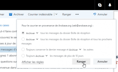 Outlook.com - Fonction Ranger