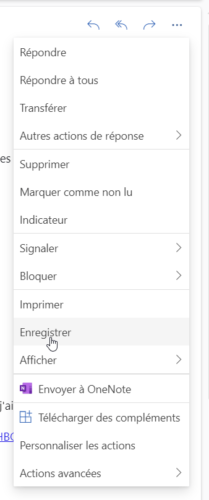 Outlook.com - Autres actions