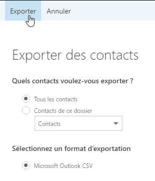 Options d'export