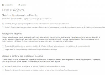 Outlook.com - paramètres antispam