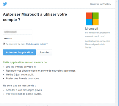 Autorisation Twitter