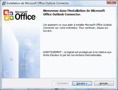 Installation d'Outlook Connector