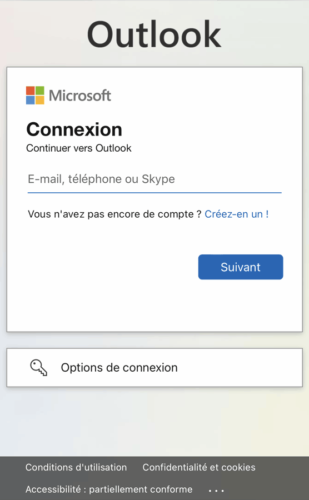 Outlook mobile - connexion