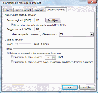 Modification du port smtp