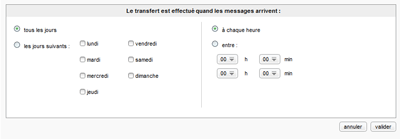 Horaires de redirection