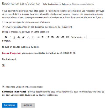 Répondeur Hotmail