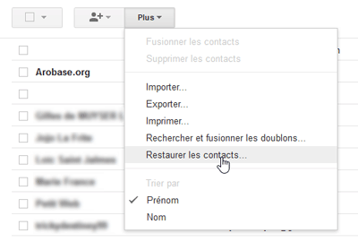 Restaurer les contacts
