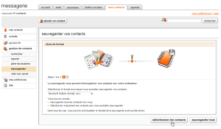 Export des contacts