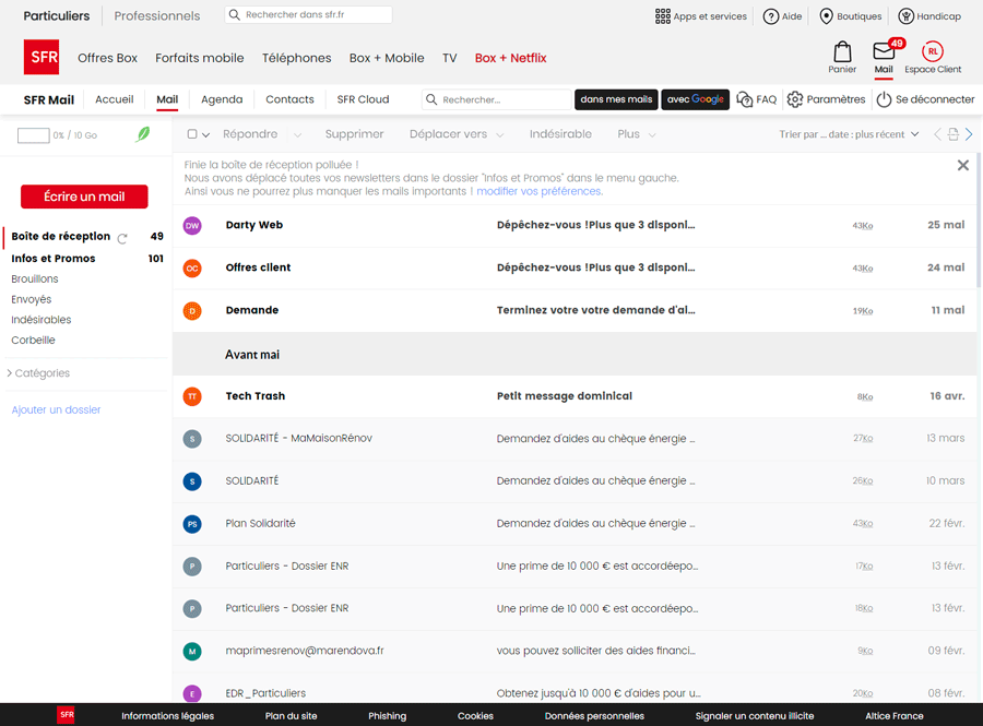 SFR Mail : test et avis | Arobase.org