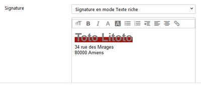 Signature texte riche