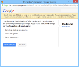 Demande d'autorisation