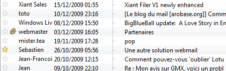 Liste de messages