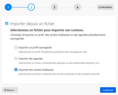 Importer agendas et carnets d'adresses