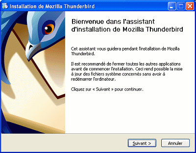 Assistant d'installation de Thunderbird